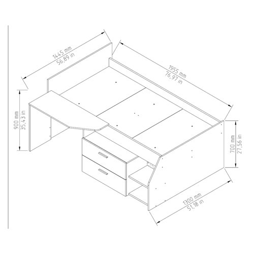 Isabelle & Max™ Eliada Twin Platforms Loft Bed Bed with BuiltinDesk